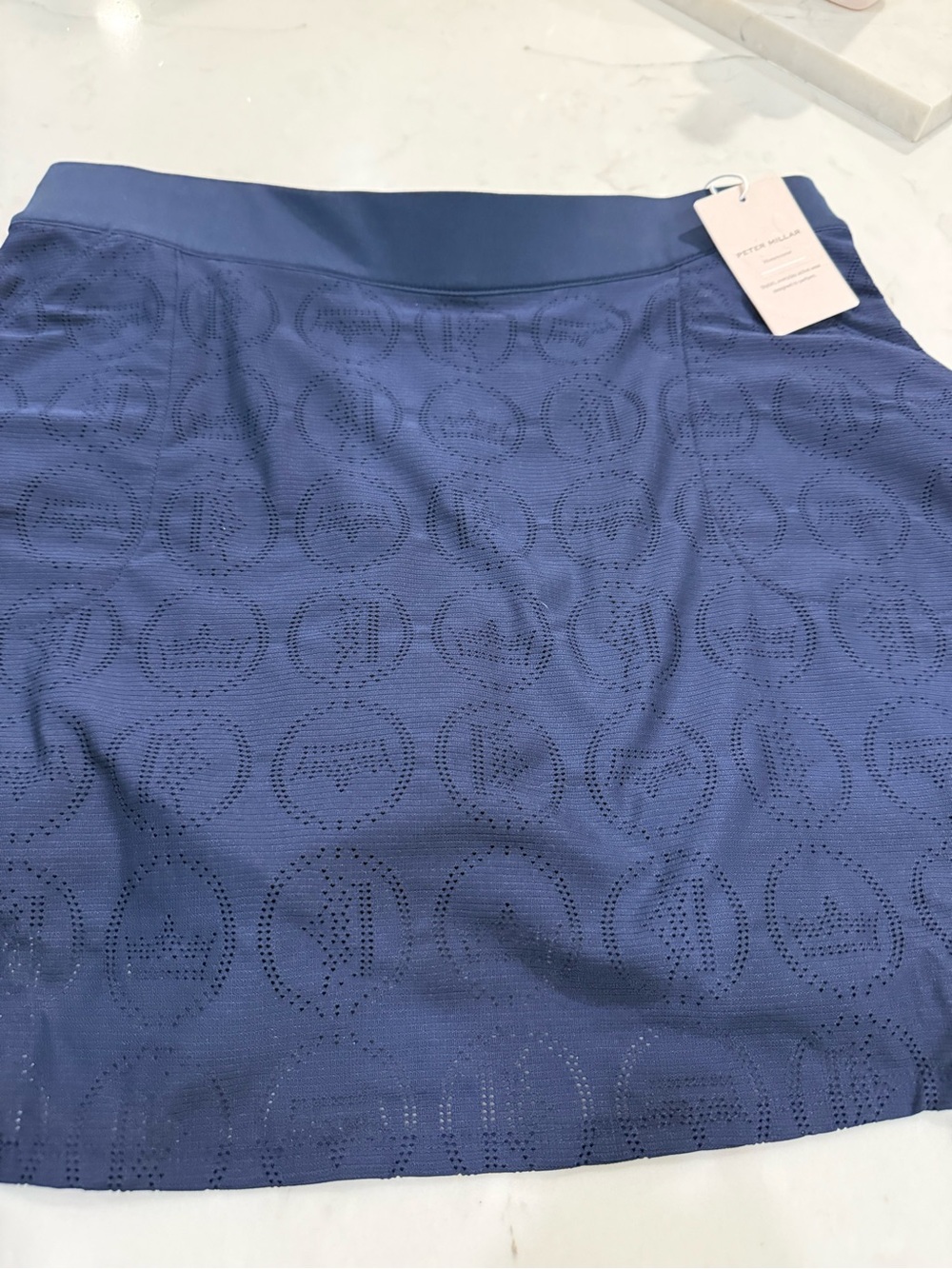 Peter Millar Navy Perforated Circle-Pattern Active Skort
